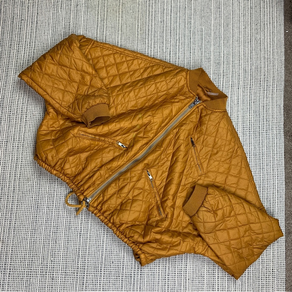 Quilted Mustard Bomber Jacket - Women